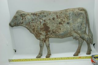 Antique Metal Lightning Rod Weather Van Cow 15 " X 9 " From Local Farm Barn
