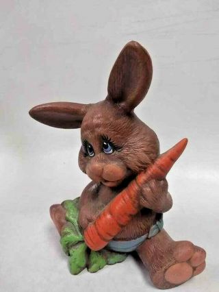 Brown Easter Bunny Rabbit Figurine Ceramic Great Color & Details 5.  5 " Tall