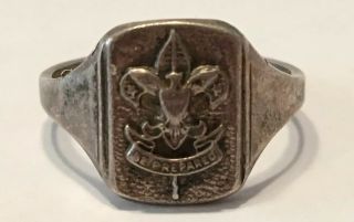 Vintage Boy Scouts Bsa Sterling Silver Ring Size 12.  5