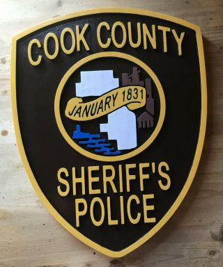 Police Cook County Sheriffs Police 3d Routed Wood Patch Plaque Sign Custom