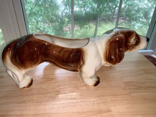 Vintage Mccoy Pottery Large Basset Hound Dog Planter 218 - C Usa,  Signed,  Mcm