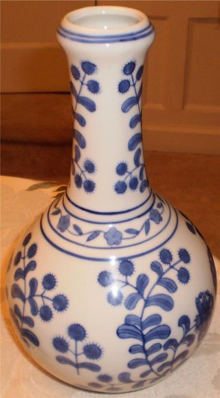 Decorative Porcelain White With Blue Flowers Vase