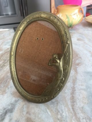 Art Nouveau Brass Picture Frame.  Lady Looking In Mirror 7x5.  5 Od Picture 5.  5x4