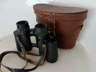 Vintage Ww2 Era Carl Zeiss Jena 8x30 Deltrintem Binoculars,  Clear Optics,  Case