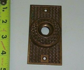 Antique Eastlake Solid Rose Brass Push Button Door Bell Cover,  Pat.  May 17 