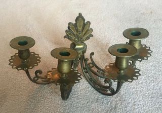 Vintage Art Deco Brass 4 Arm Wall Sconce