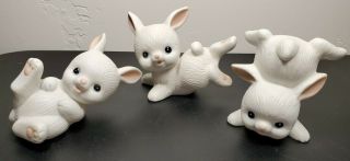 Set Of 3 Homco Tumbling White Bunnies 1454