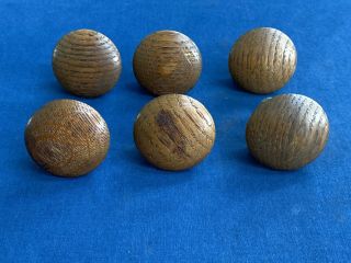 6 Antique Oak Round Domed Wood Drawer Pull Knobs 1 3/4 " Diameter Furniture