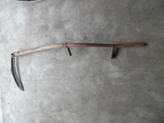Vintage Antique 60 " Long Scythe Hay Grain Sickle Farm Tool Blade Is 20 " Long
