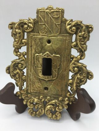 Vintage Brass Ornamental Single Switch Plate Vm 24 - 17 By Virginia Metalcrafters