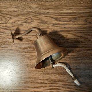 Vintage 1970s Brass Door Bell Wall Mount With Pull