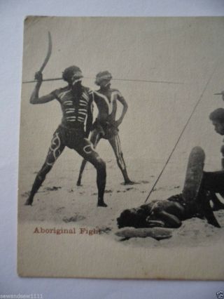 ANTIQUE VINTAGE OLD PHOTO POSTCARD ABORIGINAL MEN WITH WAR FIGHT SPEARS SHIELDS 3