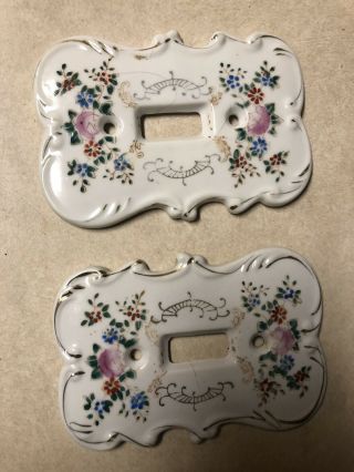 Mid Century Vintage Japan Japanese Art Porcelain Light Covers Switch Plates