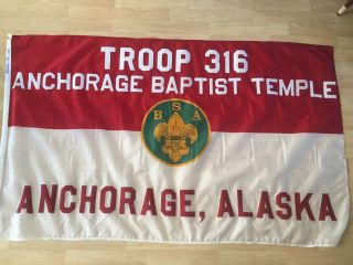 Vintage Boy Scouts Of America Troop 316 Flag 3x5’ Anch Ak /flag Pole Topper