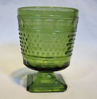 Vintage Napco 1180 Hobnail Green Glass Vase Planter Pedestal Base Ohio Usa