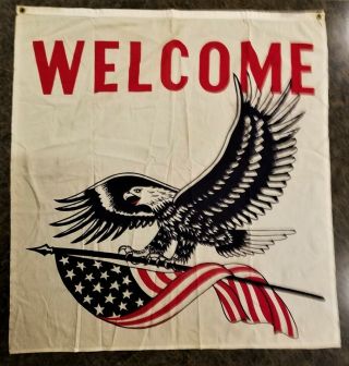 Us Army Military Welcome Home Banner Flag Homefront Wwii ? Vietnam ? Usmc Usn
