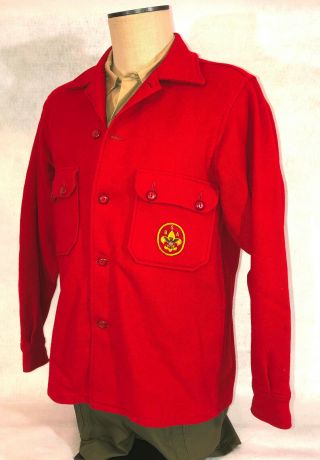 Z015 Oa Scouts Vintage Bsa Red Wool Jacket Coat / Jac Shirt Adult Size 40