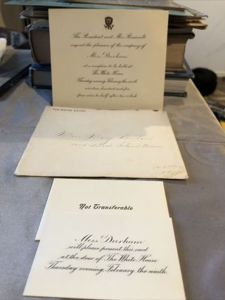 1905 White House Invitation And Entry Pass - From Theodore Roosevelt And Wife