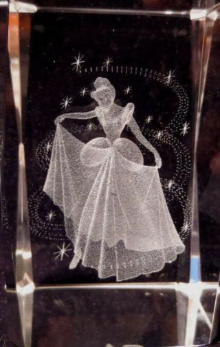Cinderella 3d Glass Laser Etched Disney Princess Paperweight