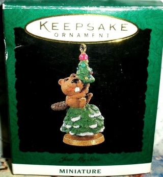 Just My Size`1994`miniature - Beaver Cuts His Tree To His Size,  Hallmark Ornament