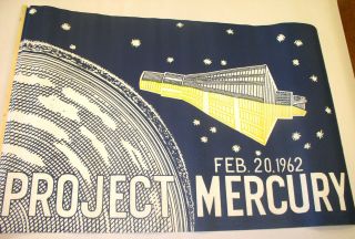 Rare 1962 John Glenn " Project Mercury " Parade Flag In
