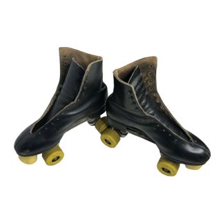 Vintage Riedell Black Leather Roller Skates Sure - Grip X 7r Size W10/m8.  5