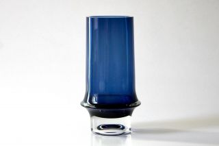 Mid - Century Vintage Blue Glass Vase By Tapio Wirkkala For Iittala