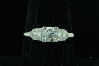 Vintage Art Deco Mid Century Engagement Ring 14k White Gold Over 2.  1 Ct Diamond