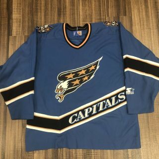 Starter Washington Capitals Screaming Eagle Nhl Hockey Jersey Vintage Blue Xl