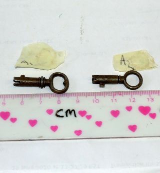 2 Small Antique Vintage Bramah Lock Boxes Safe Keys