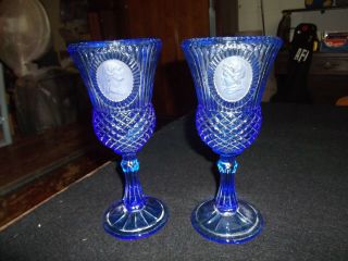 George And Martha Washington Cobalt Blue Goblets.