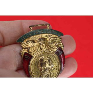 1910 Shriner Badge Alchymia Temple Memphis Orleans Freemason Pin Nut Enamel