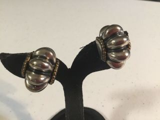 Vintage Lagos Caviar Sterling Silver & 18k Gold Stud Earrings
