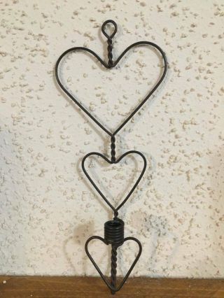 Vintage Twisted Metal Wire Heart Candle Holder Wall Decor Hanging
