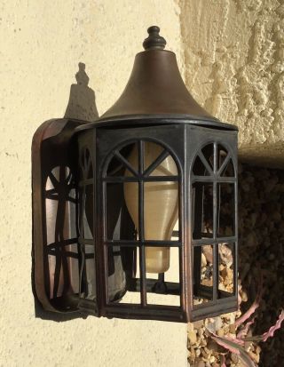 Vintage Arts & Crafts Copper Porch Patio Light Fixture / Lantern