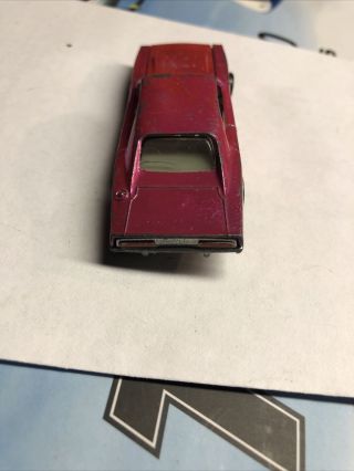 1969 Hot Wheels Redline Custom Dodge Charger Hot Pink Vintage Missing Right Whls 3