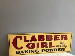 Vintage Clabber Girl Baking Powder Metal Sign 34” X 11 3/4”by A.  C.  Co.  71 - 10. 2