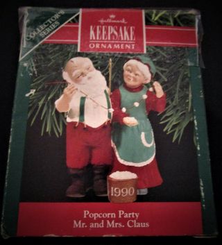 1990 Hallmark Keepsake Ornament Popcorn Party Mib - Ornament (box Dmg)