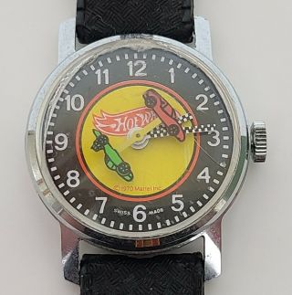 Vintage Mattel Hot Wheels Redline Windup Wrist Watch W/ Bands Swiss Made 1970