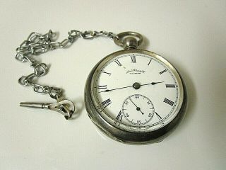 Vintage Waltham Coin Silver Pocket Watch With Key.  18s Runs