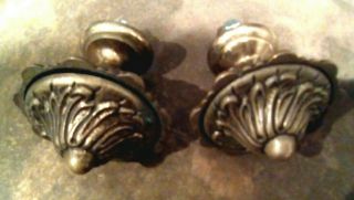 French Antique Set Of Ornate Brass Door Handles