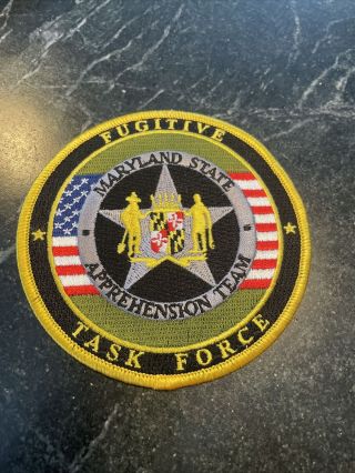 Maryland Fugitive Task Force Apprehension Team Police Patch Logo 4” Jacket Rare