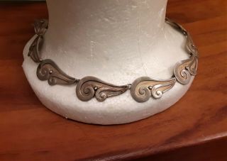 Vtg Taxco Mexico Heavy 925 Sterling Silver Niello / Scroll Swirl Link Necklace