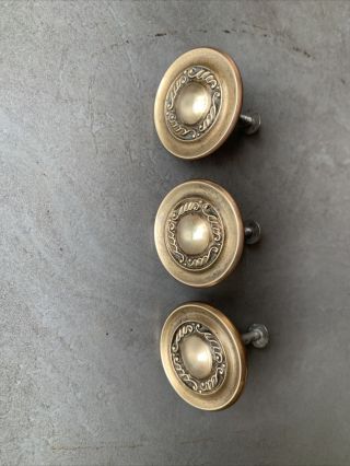 3 X Vintage Brass Reclaimed Drawer Cabinet Cupboard Pulls Handles Knobs