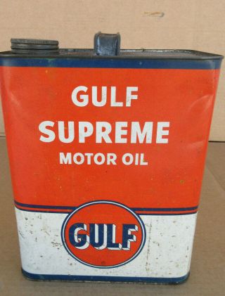 Vintage Gulf Supreme Motor Oil 1 Gallon Can Gas Station