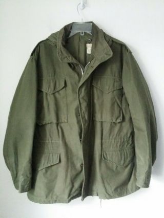 Vtg Vietnam War M - 65 Field Jacket Coat Cold Weather Regular Medium Og 107 Hooded