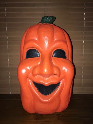 Vintage Halloween Drainage 27 " Jolly Lighted Blow Mold Jack - O - Lantern Pumpkin
