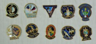10 Nasa Space Shuttle Launch Team Pins Sts - 75,  79,  81,  84,  Sts - 87 To Sts - 91