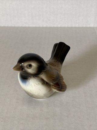 Vintage Goebel Sparrow Bird Figurine West Germany Brown And Blue Cv73