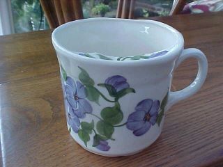 Vintage Cash Family Hand - Painted Mustache Coffee Mug Made In Erwin Tenn Flowers